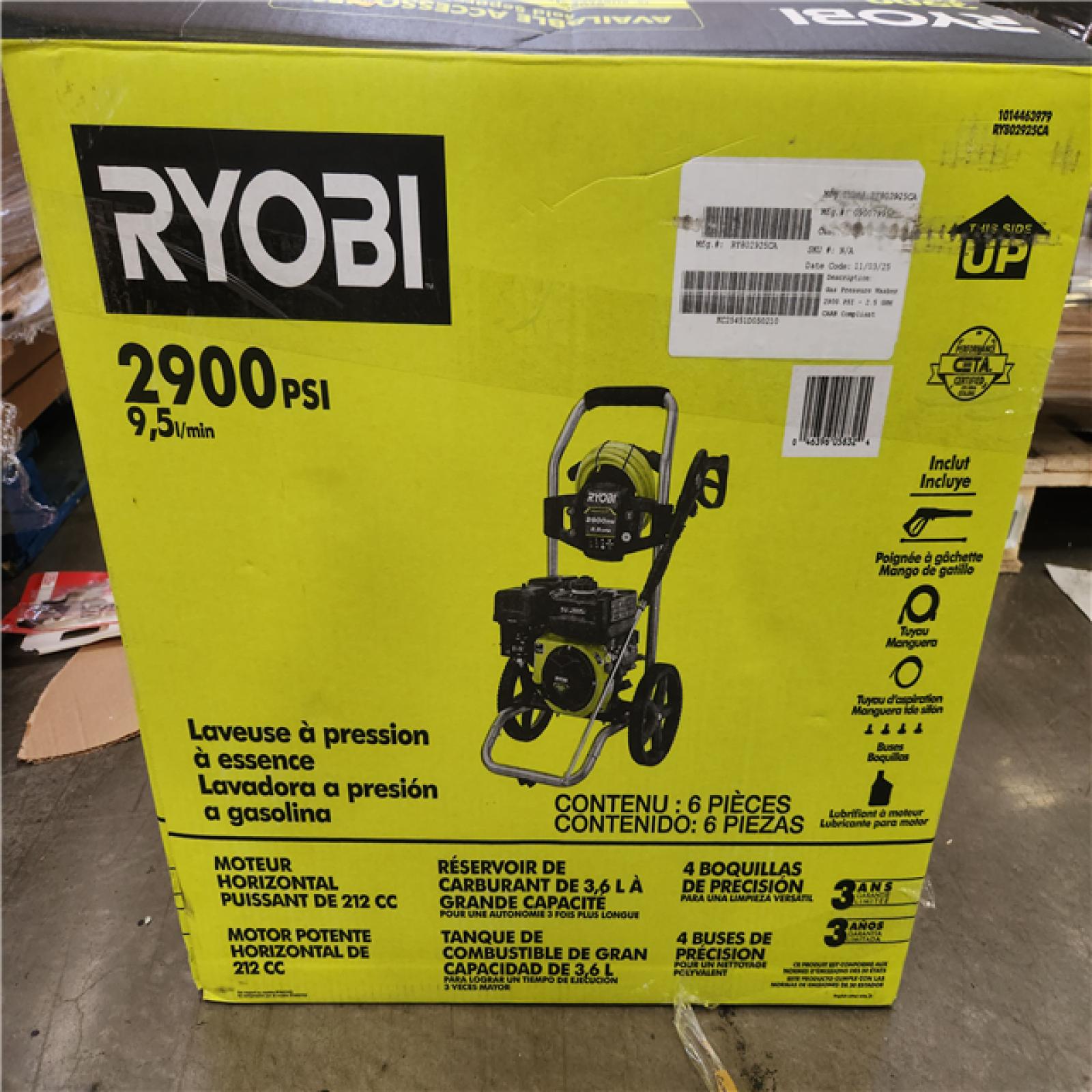 Phoenix RYOBI 2900 PSI 2.5 GPM Cold Water Gas Pressure Washer with 212cc Carb Compliant Engine