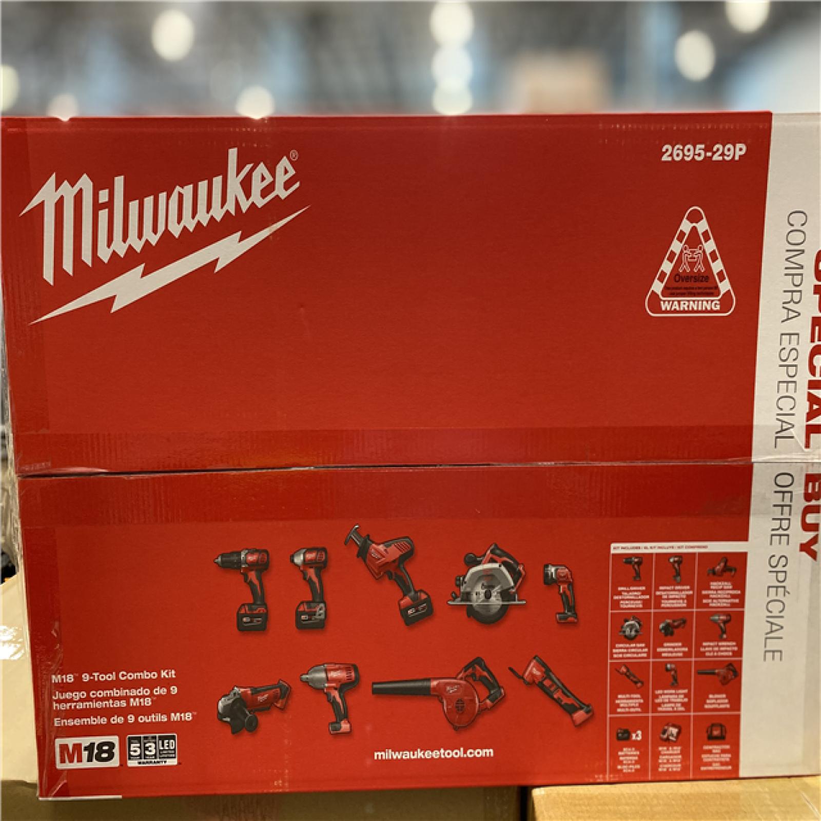NEW! - Milwaukee M18 Cordless 9-Tool Combo Kit w/ (3) 4.0Ah Batteries & Charger