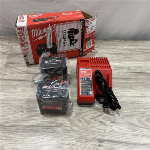 AS-IS Milwaukee M18 REDLITHIUM XC5.0 Battery Starter Kit â€“ (2) 5.0Ah Batteries & M18/M12 Charger  2.5X Runtime  REDLINK Intelligence  Cold Weather Perform