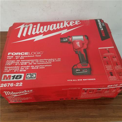 California NEW Milwaukee Force Logic M18  10T Knockout Tool  Includes (2) Batteries  Charger & Hard Case