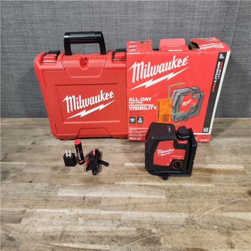 HOUSTON LOCATION - AS-IS (APPEARS LIKE NEW) Milwaukee 100 ft. REDLITHIUM Lithium-Ion USB Green Rechargeable Cross Line Laser Level with Charger