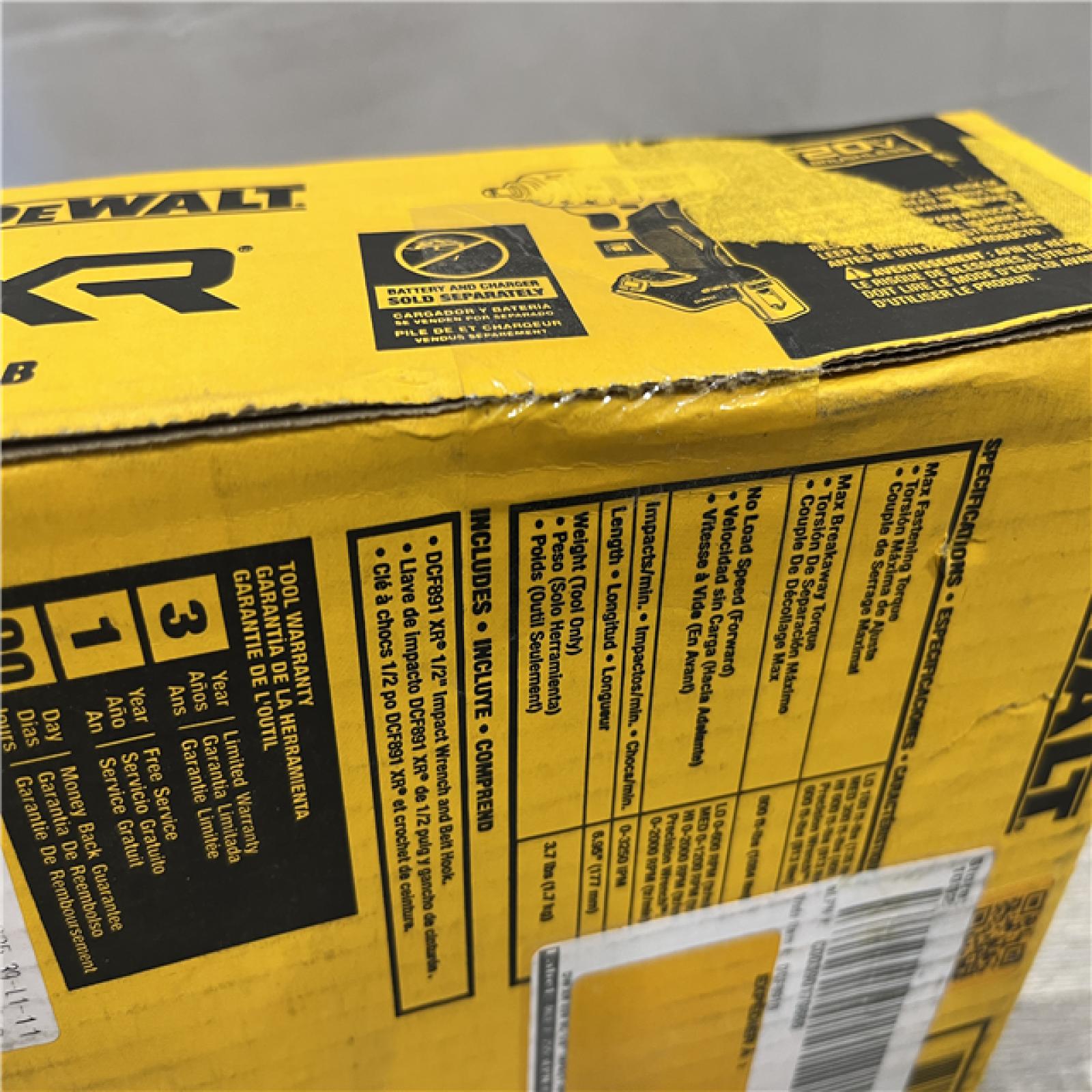 NEW - DEWALT 20V MAX XR Cordless 1/2 in. Impact Wrench (Tool Only)