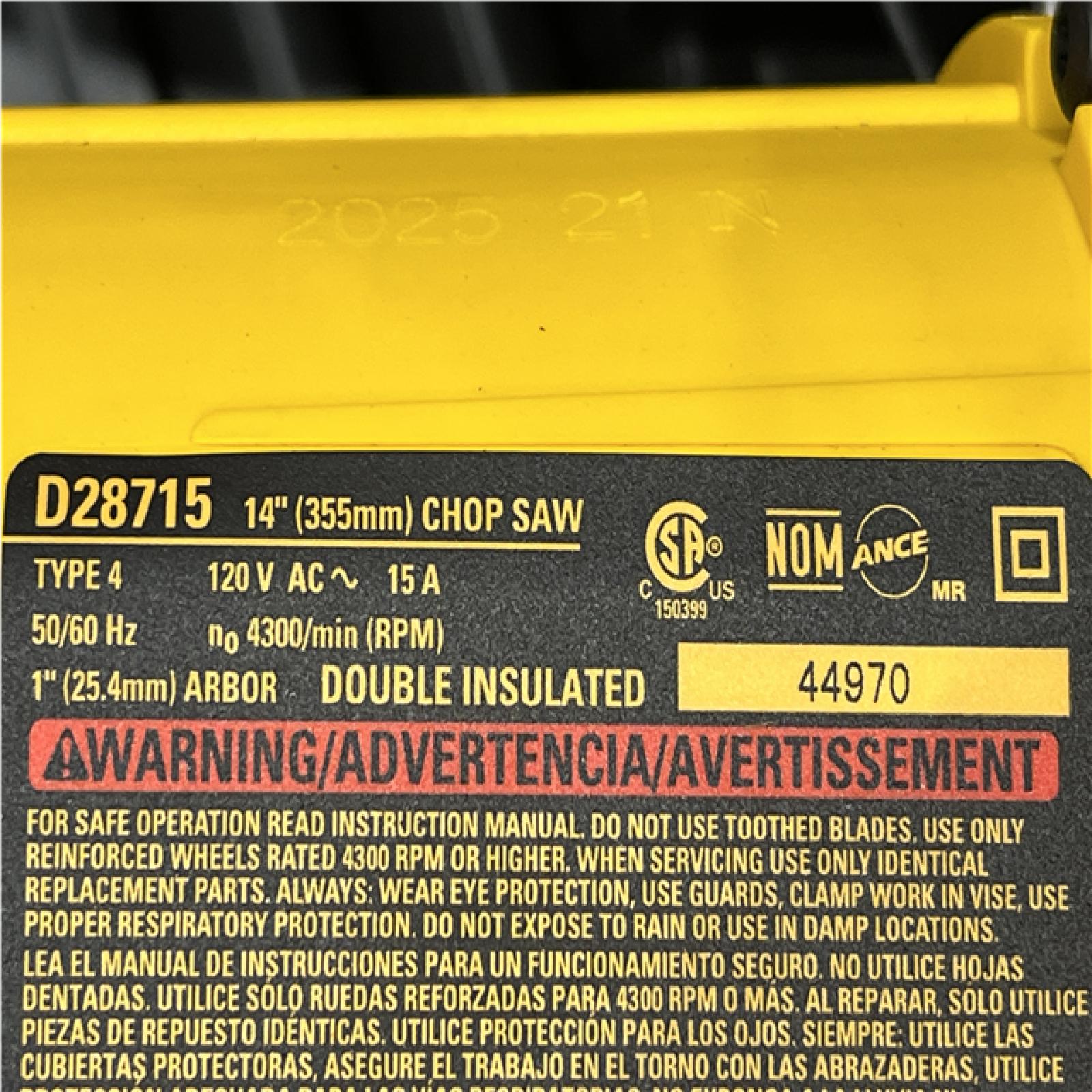 AS-IS DEWALT 15 Amp Corded 14 in. Cut-Off Saw