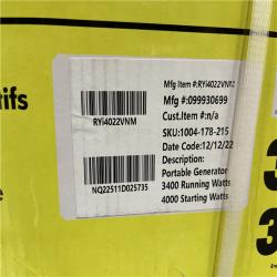 DALLAS LOCATION -NEW! RYOBI 4000-Watt Recoil Start Gasoline Powered Digital Inverter Generator