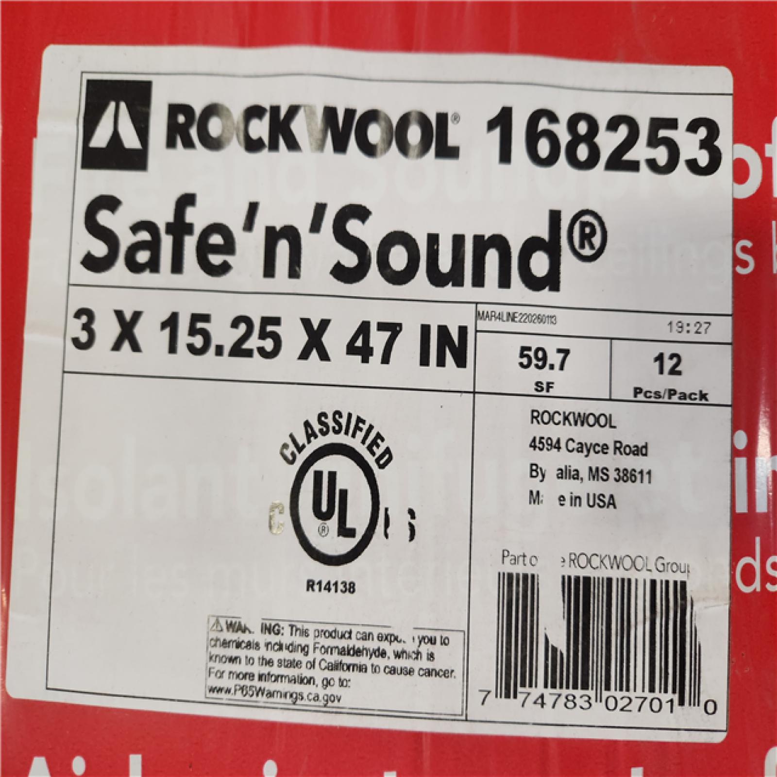 Phoenix ROCKWOOL Safe 'n' Sound 3 in. x 15-1/4 in. x 47 in. Soundproofing and Fire Resistant Stone Wool Insulation Batt (358 sq. ft.)