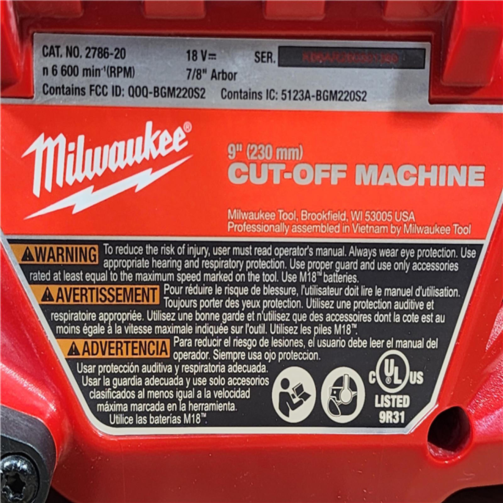HOUSTON LOCATION - AS-IS Milwaukee FUEL ONE-KEY 18V Lithium-Ion Brushless Cordless 9 in. Cut Off Saw (Tool-Only)