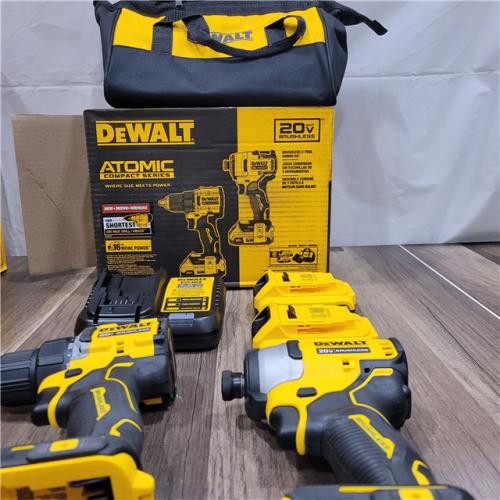 AS-IS DEWALT ATOMIC 20-Volt MAX Lithium-Ion Cordless Combo Kit (2-Tool) with (2) 2.0Ah Batteries, Charger and Bag