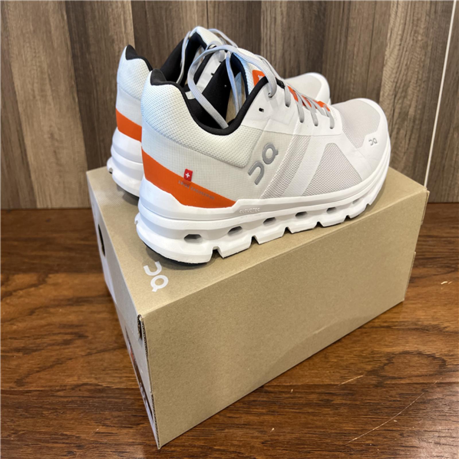 NEW! On Men's Cloudrunner Shoes in Undyed/White/Flame | Size: 10 Width: 2E | Fit2Run
