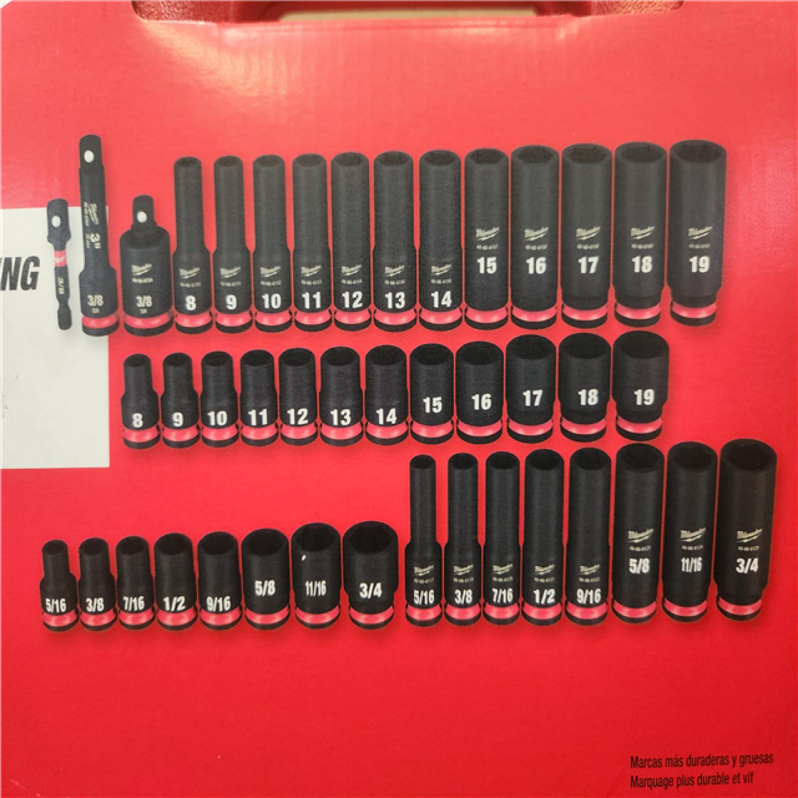 Phoenix NEW Milwaukee SHOCKWAVE 3/8 in. Drive SAE and Metric 6 Point Impact Socket Set (43-Piece)
