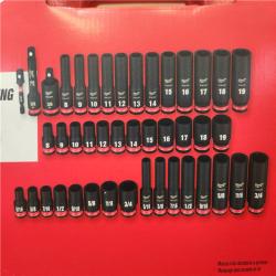 Phoenix NEW Milwaukee SHOCKWAVE 3/8 in. Drive SAE and Metric 6 Point Impact Socket Set (43-Piece)