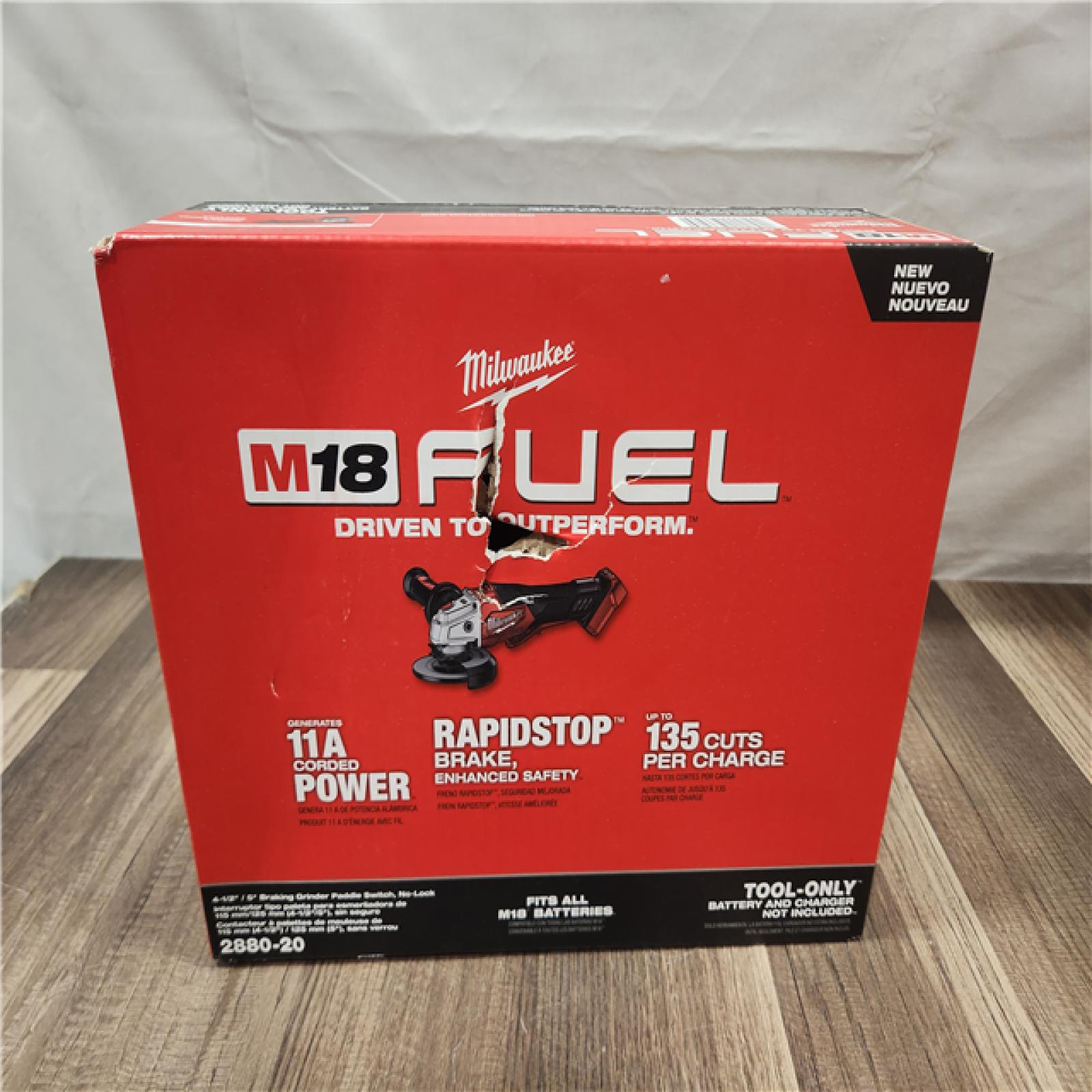 NEW- Milwaukee FUEL 18-Volt Lithium-Ion Brushless Cordless 4-1/2 in./5 in. Grinder W/Paddle Switch (Tool-Only)