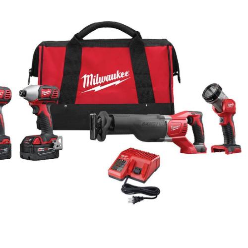 NEW! - Milwaukee M18 18V Lithium-Ion Cordless Combo Kit (5-Tool) with 2-Batteries, Charger and Tool Bag