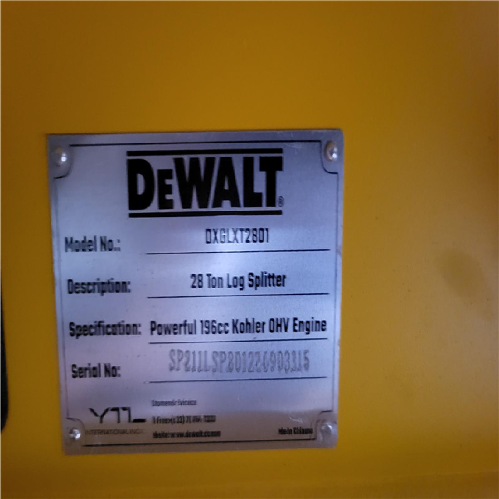 CALIFORNIA AS-IS DEWALT 28 TON LOG SPLITTER