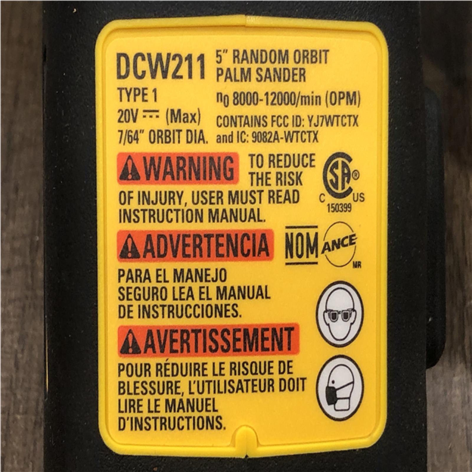 AS-IS DEWALT Sander  20V MAX XR 5 in Random Orbital Sander  Cordless (DCW211B)
