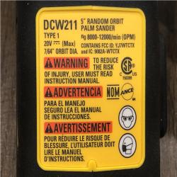 AS-IS DEWALT Sander  20V MAX XR 5 in Random Orbital Sander  Cordless (DCW211B)