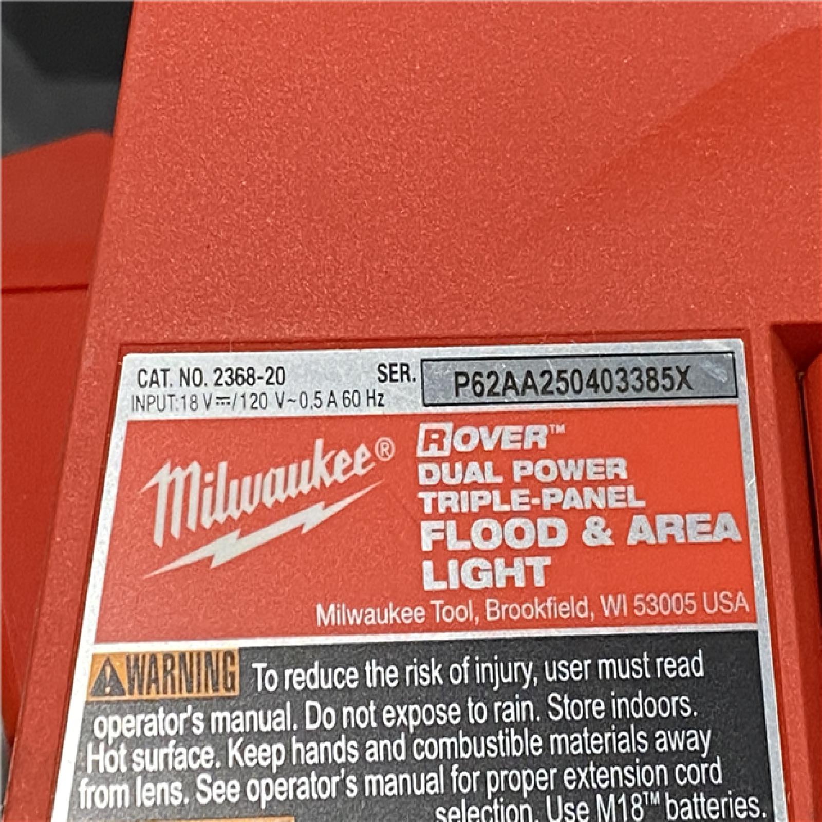 AS-IS Milwaukee 18-Volt Lithium-Ion Cordless 4500 Lumens ROVER Dual Power Triple-Panel Flood & Area Light (Tool-Only)