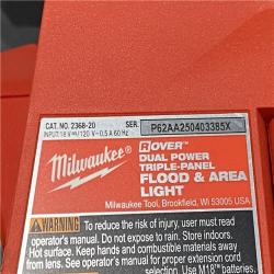 AS-IS Milwaukee 18-Volt Lithium-Ion Cordless 4500 Lumens ROVER Dual Power Triple-Panel Flood & Area Light (Tool-Only)