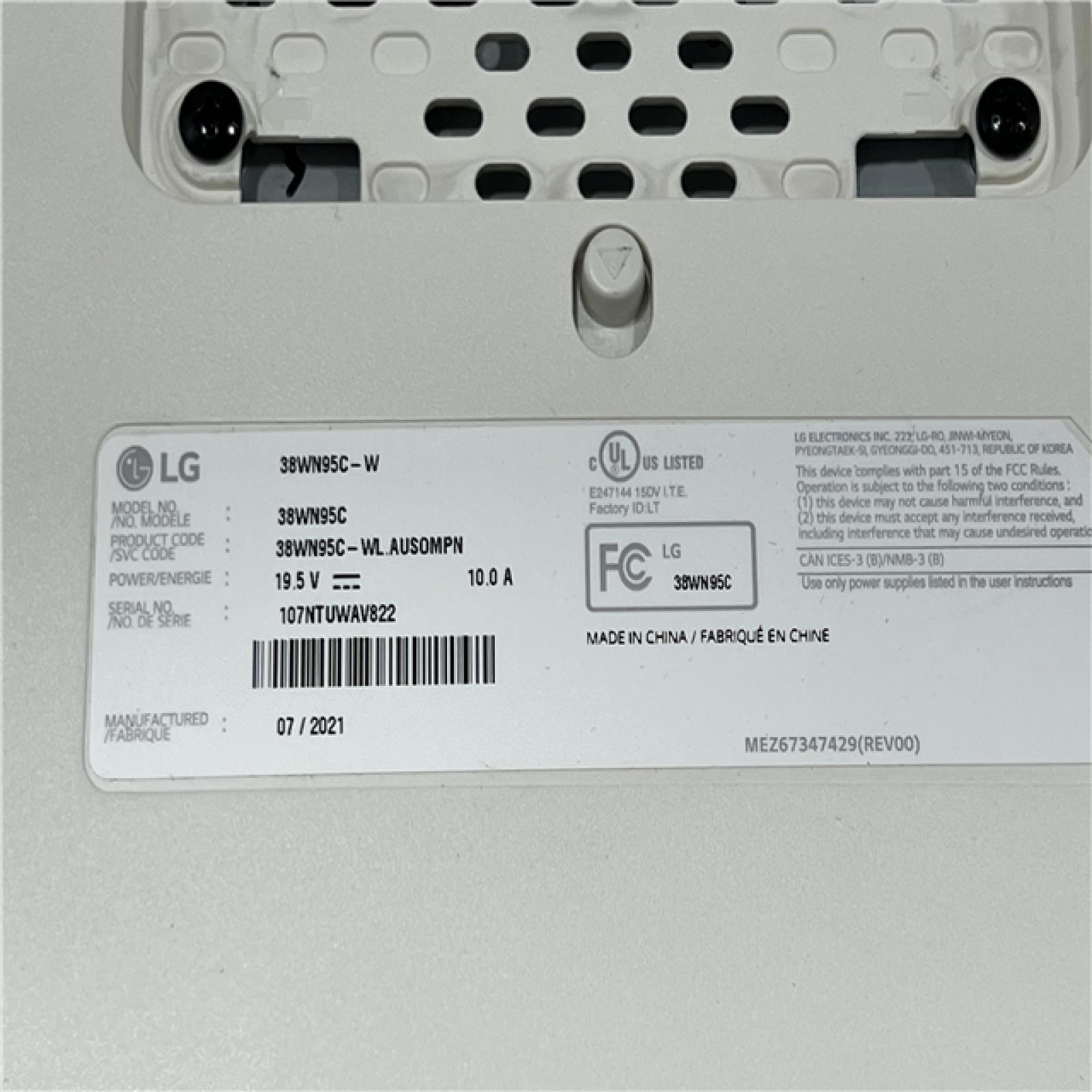 AS-IS LG 38WN95C-W 38 Inch UltraWide QHD+ IPS Curved Monitor with Thunderbolt™ 3 Connectivity