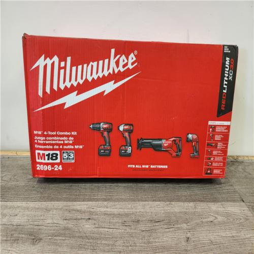 Phoenix Location SEALED Milwaukee M18 18V Lithium-Ion Cordless Combo Tool Kit with Two 3.0Ah Batteries, 1-Charger, 1-Tool Bag (4-Tool)