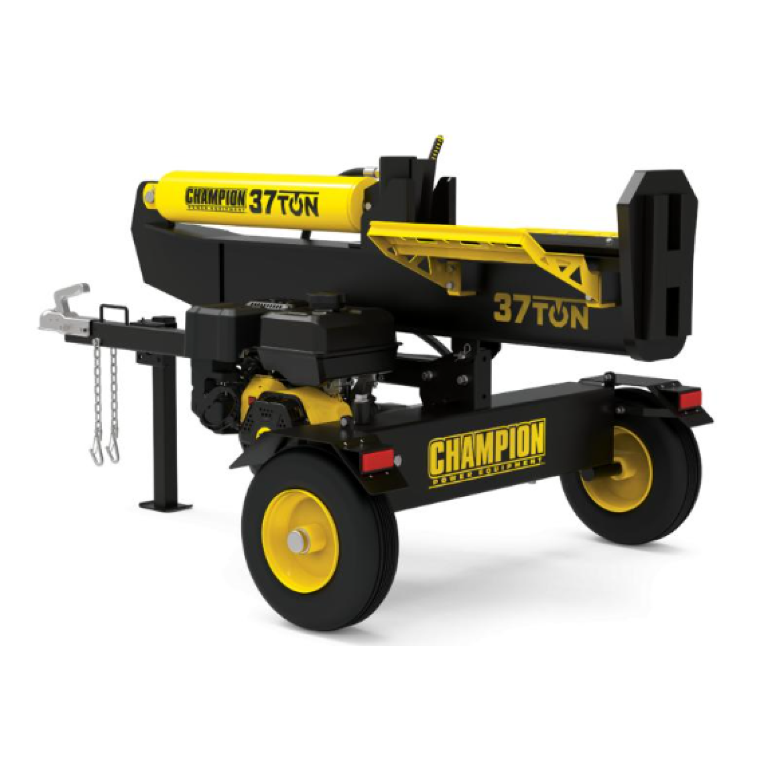 DALLAS LOCATION- CHAMPION 37 Ton 338cc Full Beam Vertical/Horizontal Op and Auto Return Gas Wood Log Splitter with Oil Funnel and Hydraulic Oil