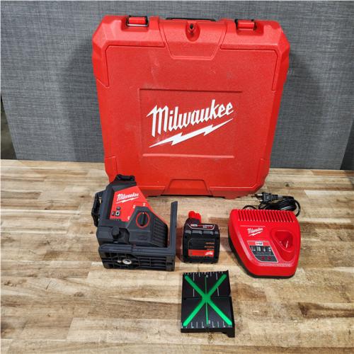 Houston Location AS-IS Milwaukee 12-Volt Lithium-Ion Cordless Green 250 ft. 3-Plane Laser Level Kit