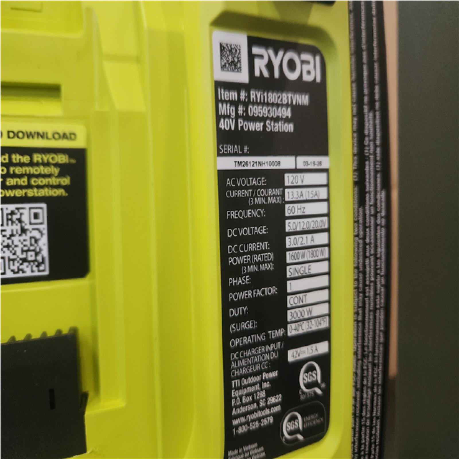Phoenix NEW RYOBI 40V 1800-Watt Portable Battery Inverter Power Station and 4-Port Charger (Tool Only)