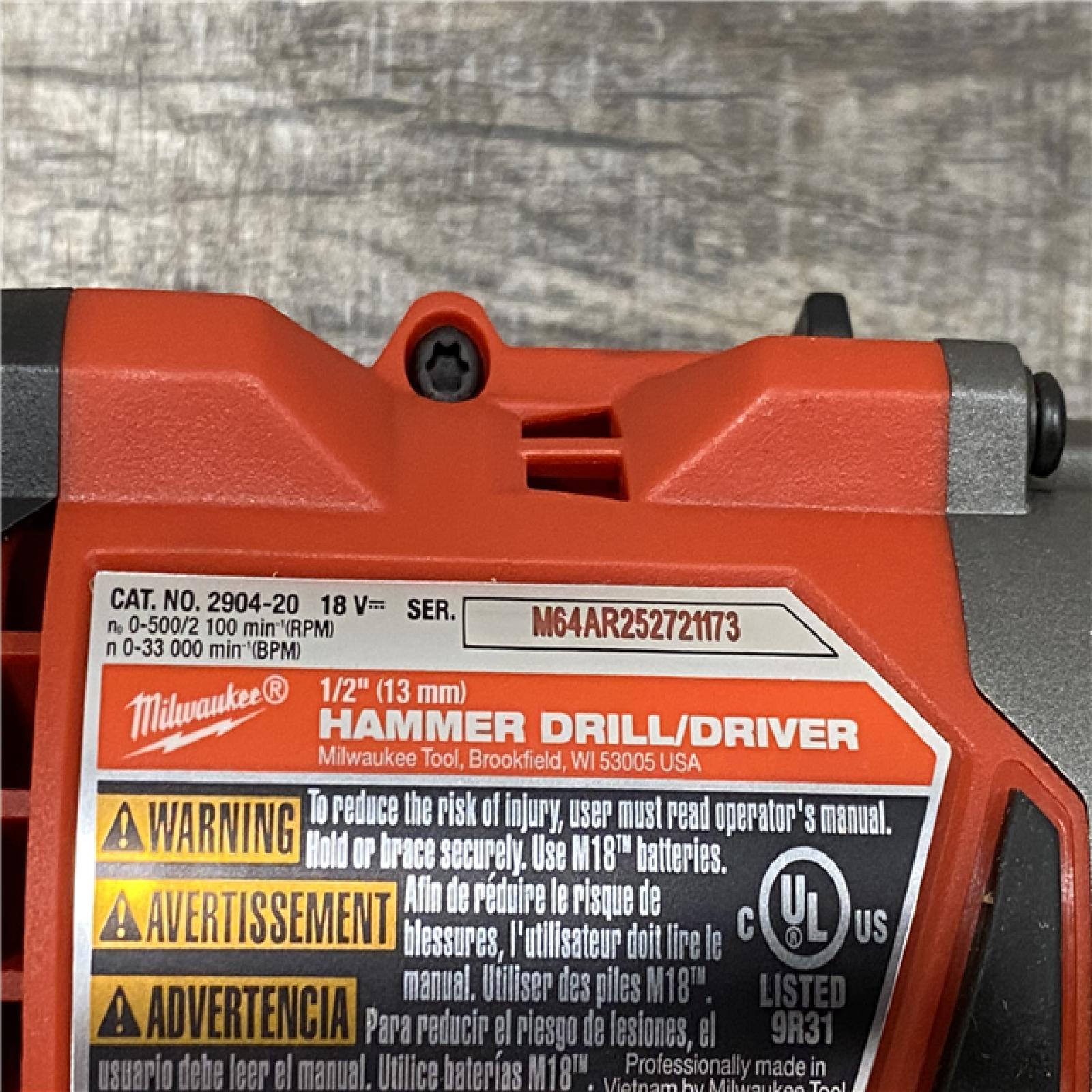 AS-IS Milwaukee FUEL 18V Lithium-Ion Brushless Cordless 1/2 in. Hammer Drill Driver Kit