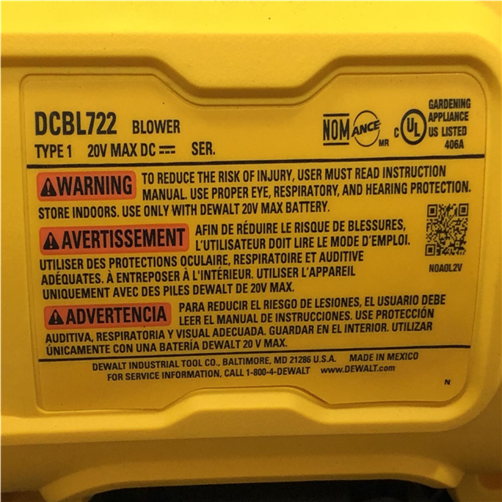AS-IS DEWALT 20V MAX* XR Brushless Cordless Handheld Blower Kit