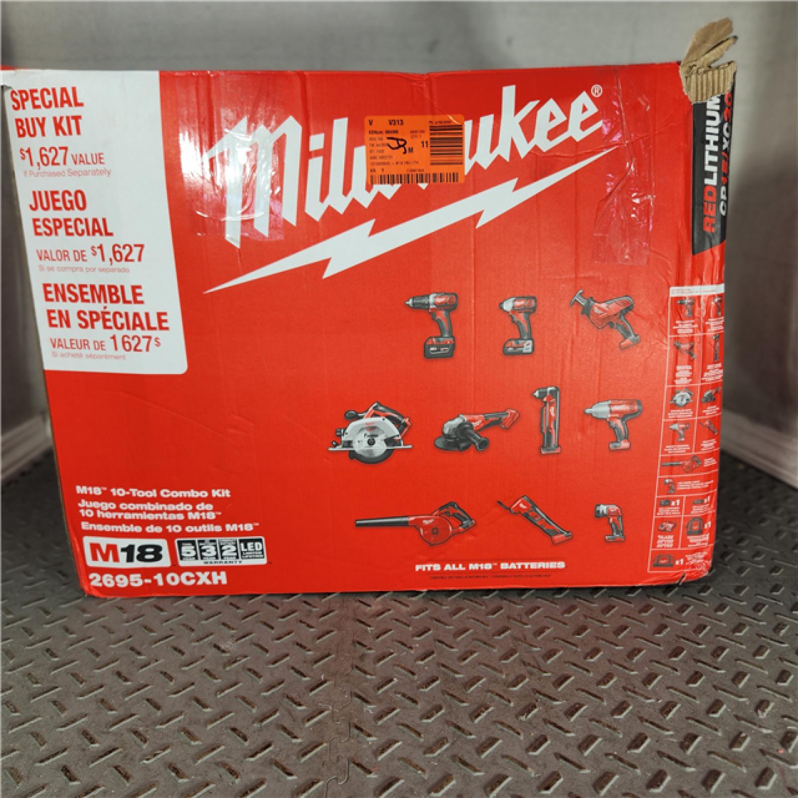 Houston location- AS-IS Milwaukee M18 10 TOOL COMBO KIT BATTERY CHARGER INCLUDED