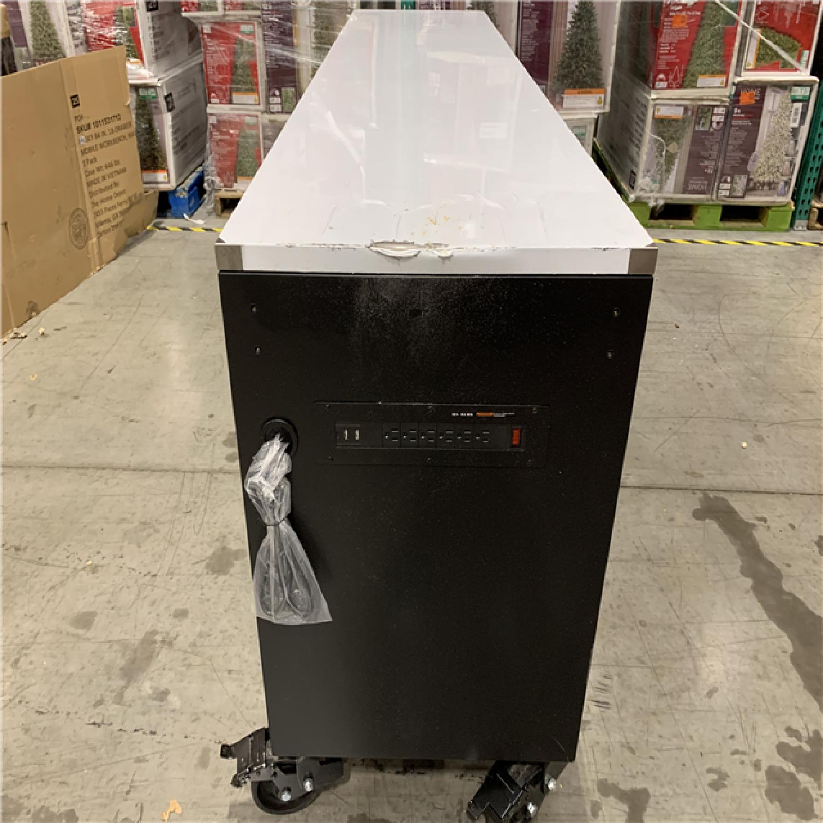 DALLAS LOCATION- Husky Tool Storage Heavy Duty 96 in. W x 24 in. D Matte Black Mobile Workbench Cabinet with Stainless Steel Top