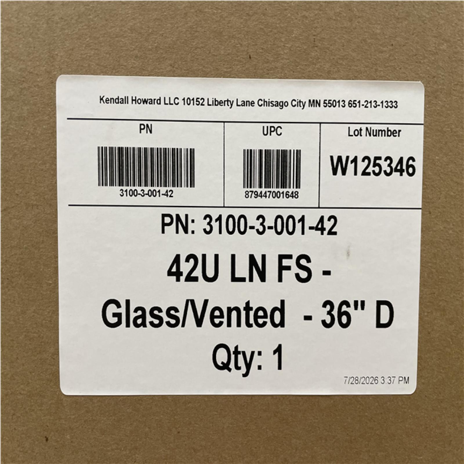 DALLAS LOCATION-  KENDALL HOWARD 42U LINIER® Server Cabinet - Glass/Vented Doors - 36 Depth (BOX 2 OF 2)