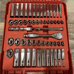 AS-IS Milwaukee 3/8 in. Drive SAE/Metric Ratchet and Socket Mechanics Tool Set (56-Piece)