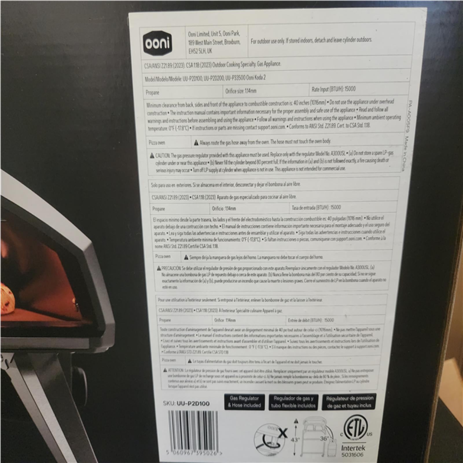 Phoenix NEW OONI Koda 2 Black Gas Powered Oven