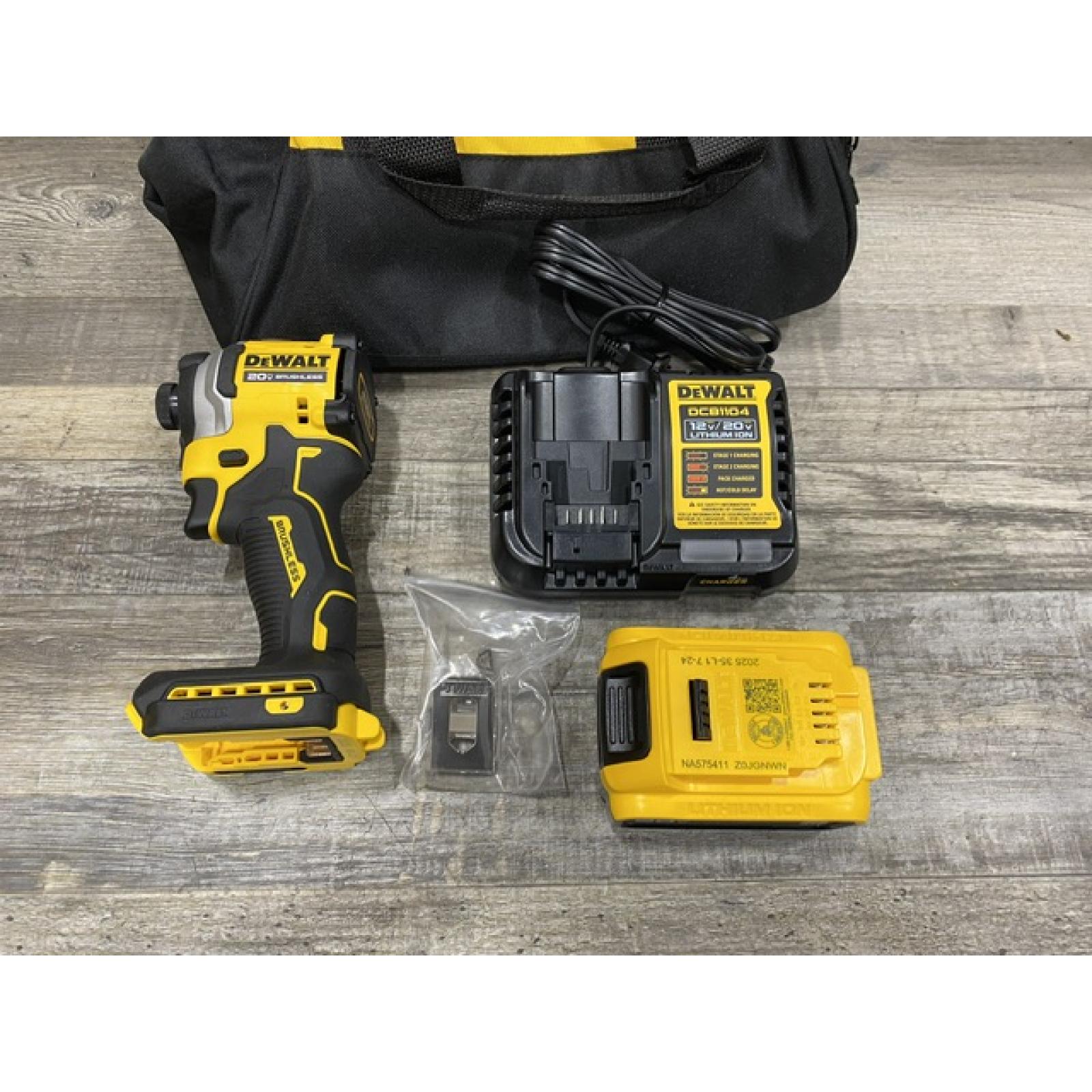AS-IS DEWALT ATOMIC 20V MAX Lithium-Ion Cordless 1/4 in. Brushless Impact Driver Kit