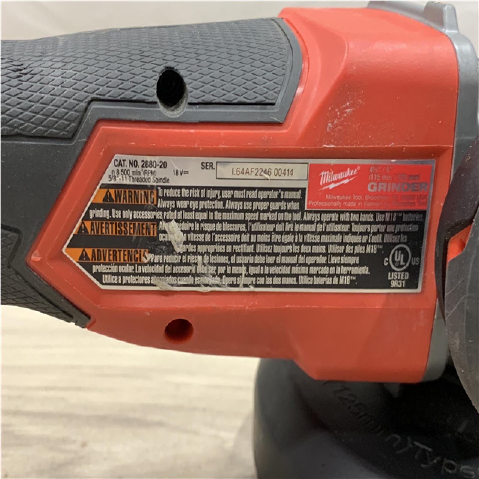 AS-IS Milwaukee FUEL 18V Lithium-Ion Brushless Cordless 4-1/2 in./5 in. Grinder w/Paddle Switch (Tool-Only)
