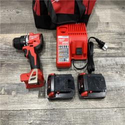 AS-IS Milwaukee 18V Lithium-Ion Brushless Cordless 1/2 in. Compact Hammer Drill/Driver Kit