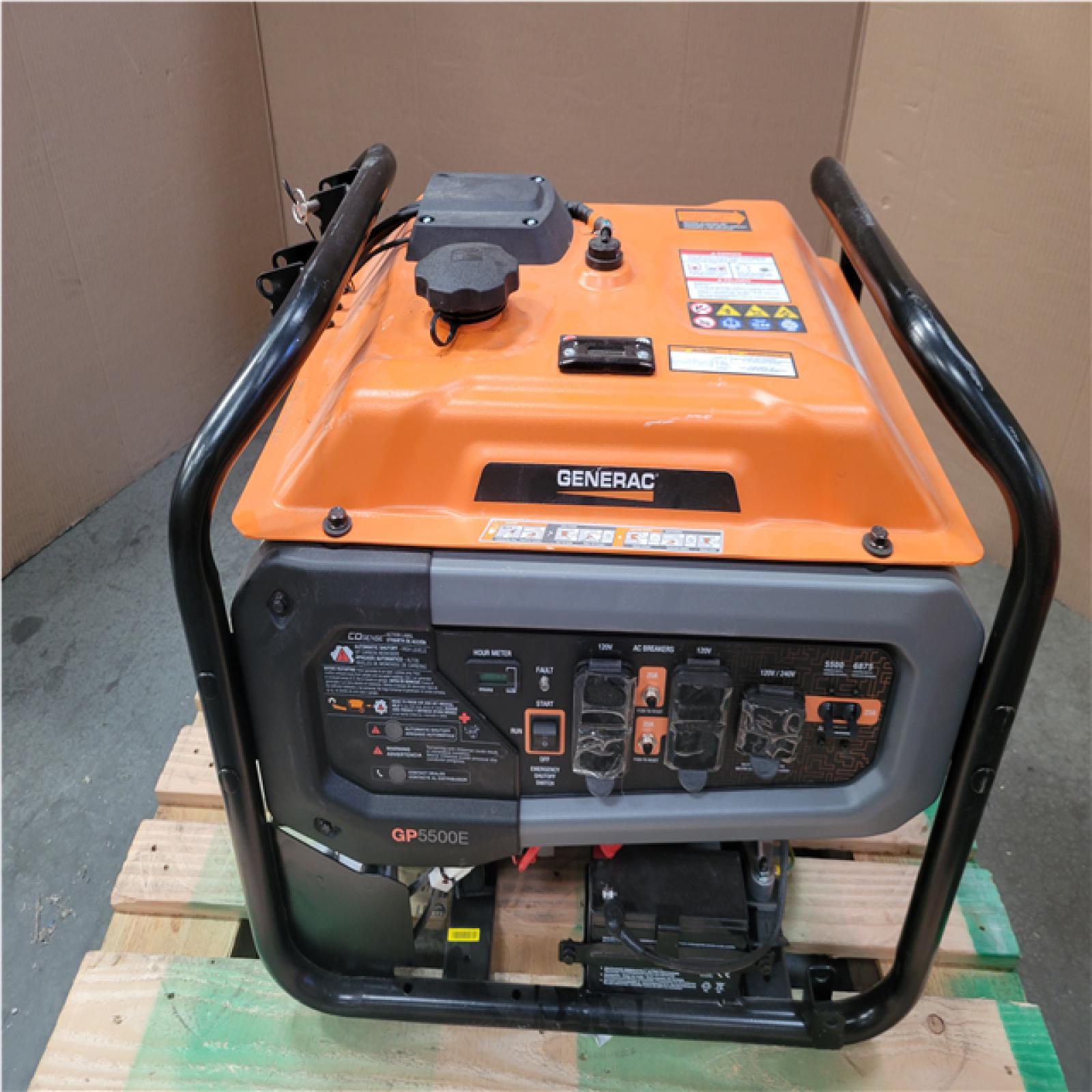 CALIFORNIA AS-IS GENERAC 6 875/5 500-WATT ELECTRIC SWITXH GASOLINE POWERED PORTABLE GENERATOR
