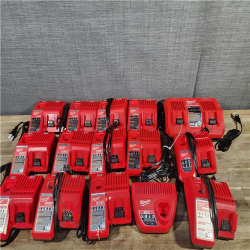 HOUSTON LOCATION - AS-IS MILWAUKEE BATTERY CHARGER PACK QTY - 15