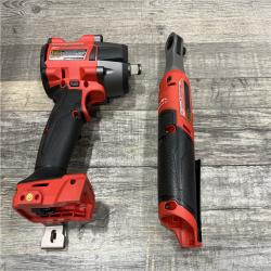 AS-IS Milwaukee FUEL 18V Cordless Mid Torque 1/2 in. Impact Wrench w/ 12 FUEL 3/8 in. Ratchet Combo Kit