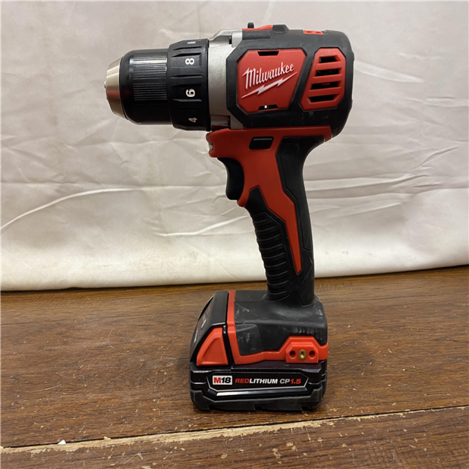 AS-IS Milwaukee 2904-22 Hammer Drill Driver Kit with Batteries  Charger & Tool Case  Red