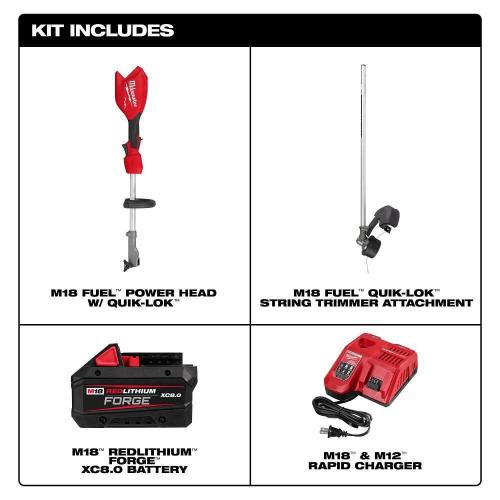 NEW- M18 FUEL 18V 16 in. Brushless Cordless Battery Powered String Trimmer W/QUIK-LOK Attachment Capability & 8.0 Ah Battery