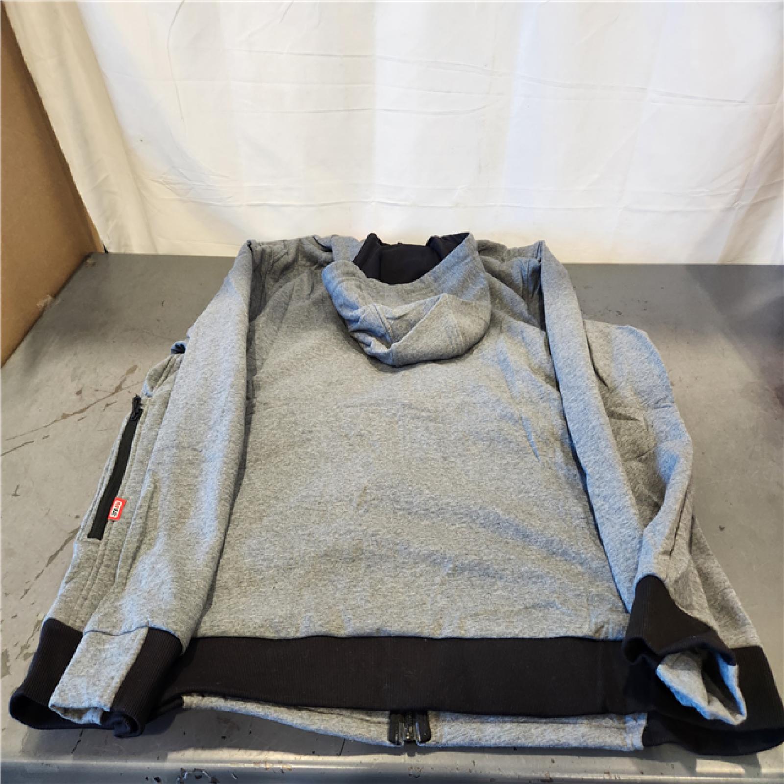 AS-IS- Men's 3X-Large M12 12-Volt Lithium Ion Cordless Gray Heated Hooded Jacket (Jacket and Battery Holder Only)