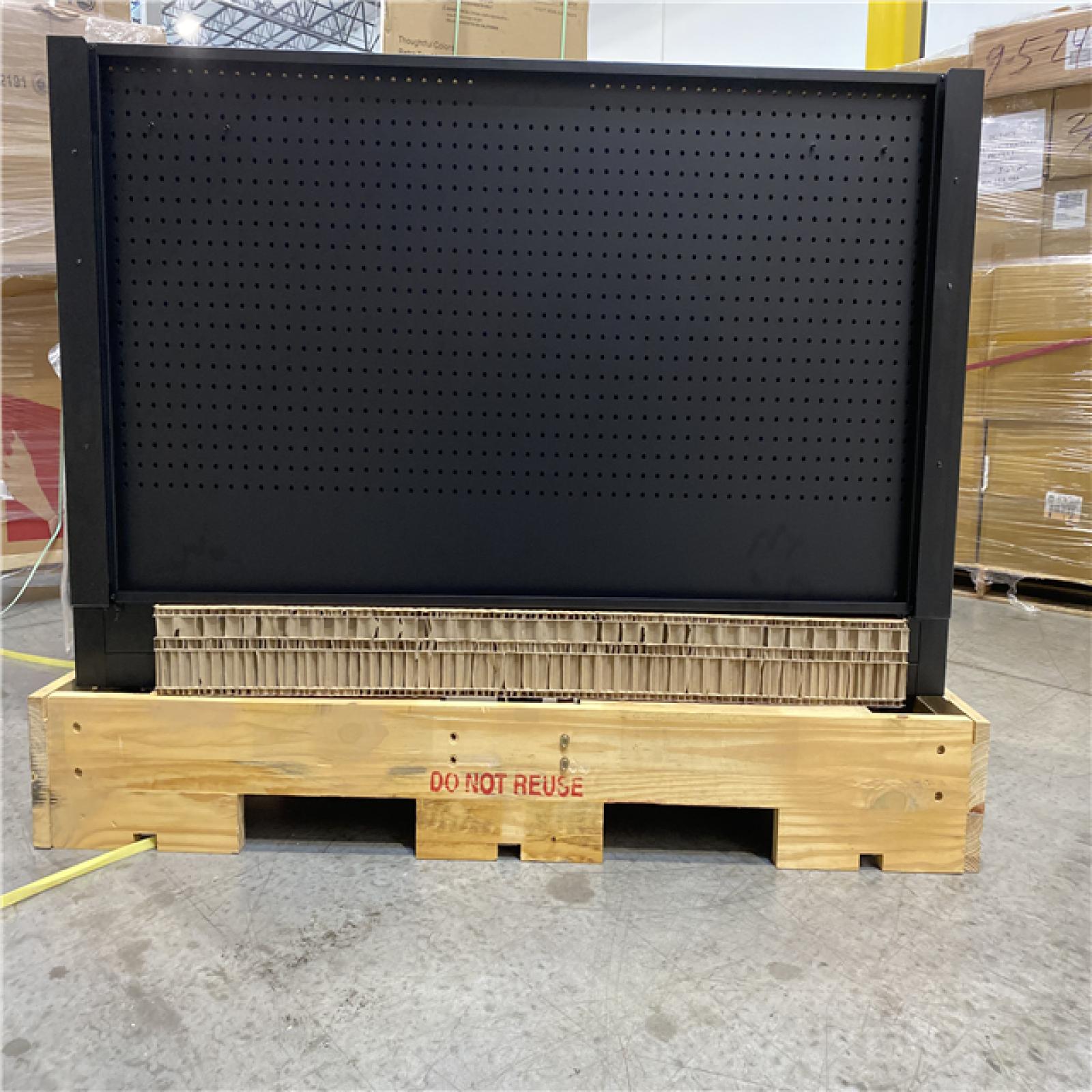 DALLAS LOCATION - Husky 61 in. W x 26 in. D Heavy Duty 10-Drawer 1-Door Mobile Workbench with Hardwood Top, Pegboard and Shelf in Matte Black