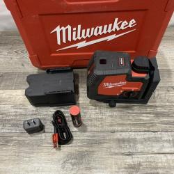 AS-IS Milwaukee Green 100 ft. Cross Line and Plumb Points Rechargeable Laser Level Kit