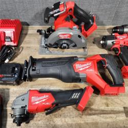 HOUSTON LOCATION - AS-IS (APPEARS LIKE NEW) Milwaukee M18 FUEL 18V Lithium-Ion Brushless Cordless Combo Kit with Two 5.0 Ah Batteries  1 Charger  2 Tool Bags (7-Tool)