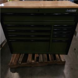 Phoenix LIKE NEW Husky Standard-Duty 52 in. W 10-Drawer Matte Army Green Mobile Workbench Cabinet with Solid Wood Top