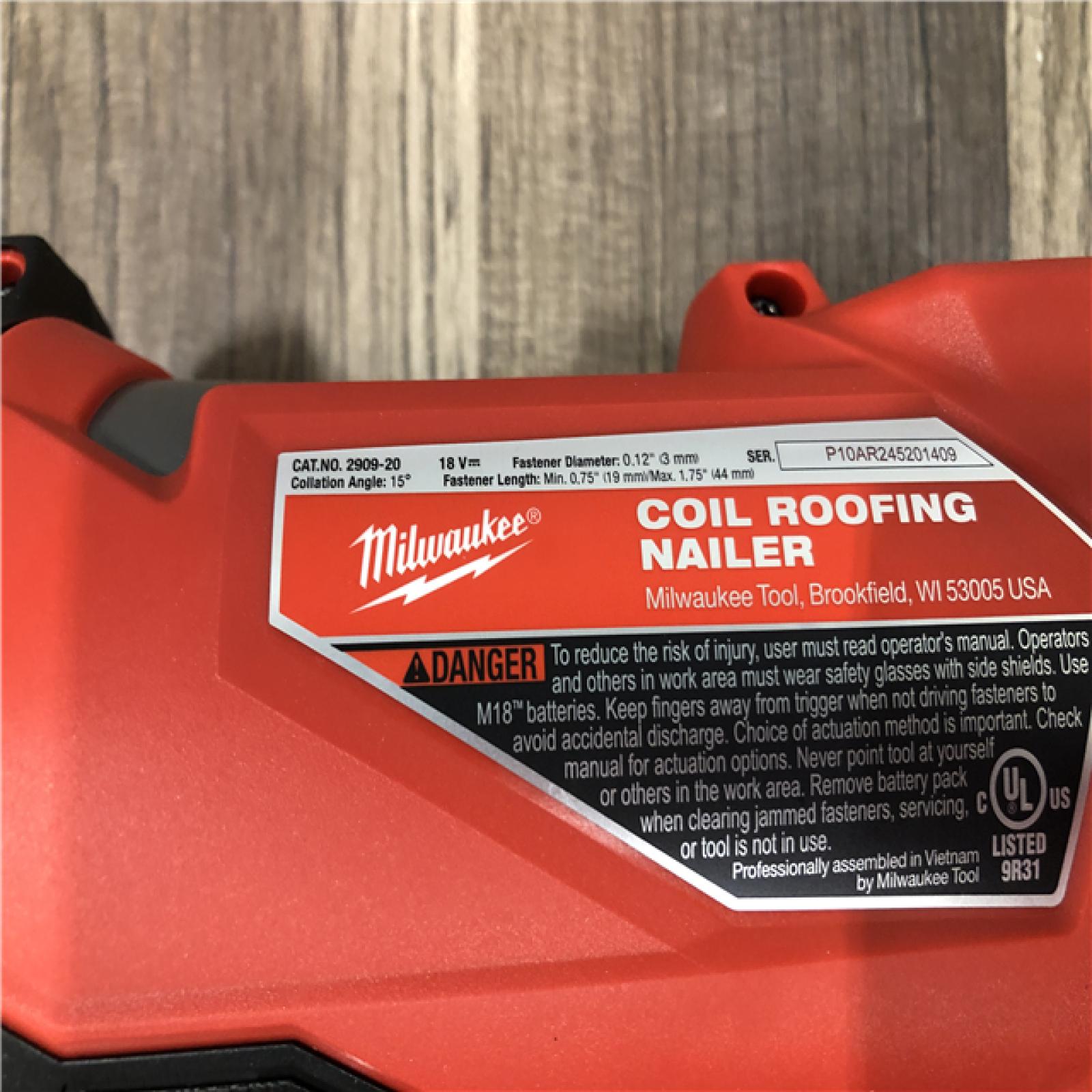AS-IS Milwaukee FUEL 18-Volt Lithium-Ion Brushless Cordless Coil Roofing Nailer (Tool Only)