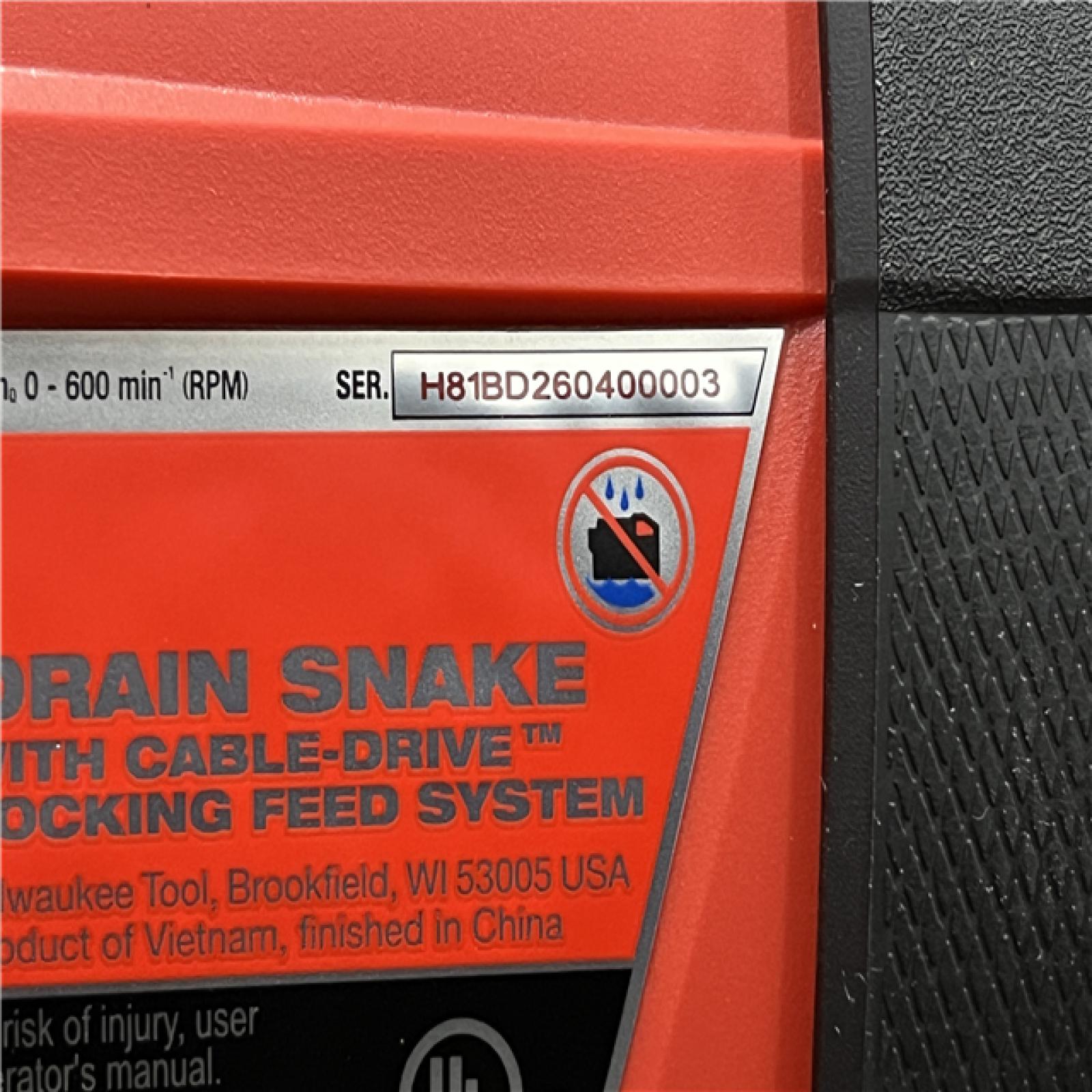 AS-IS Milwaukee FUEL 18-Volt Lithium-Iron Cordless Plumbing Drain Snake Auger Kit