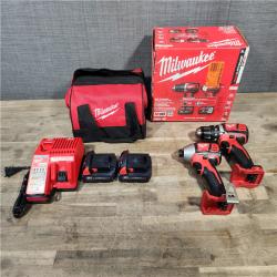 HOUSTON LOCATION - AS-IS Milwaukee 18V Cordless Brushed 2-Tool Drill/Driver and Impact Driver Kit