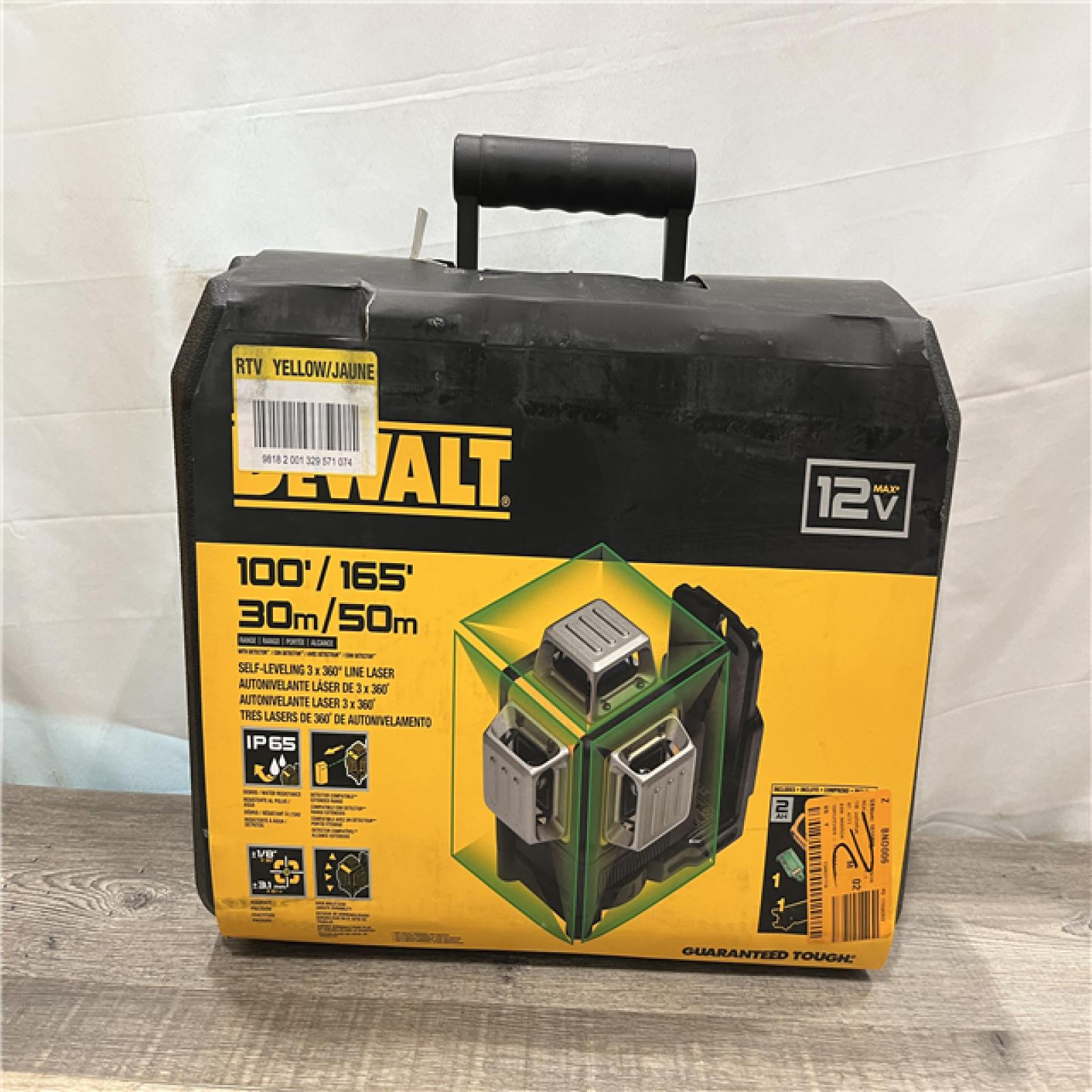 NEW - DEWALT 12V MAX Lithium-Ion 100 ft. Green Self-Leveling 3-Beam 360 Degree Laser Level Kit